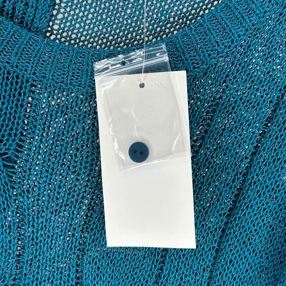 SOFT SURROUNDINGS Teal Blue Cable Knit Button Back Open Knit Sweater Women's S - Picture 4 of 6